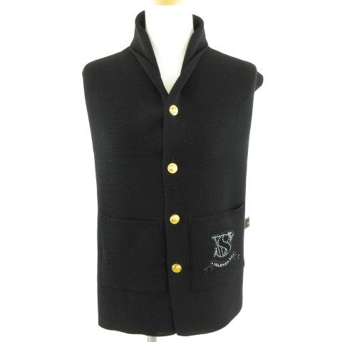 バレンザポースポーツ VALENZA PO SPORTS ニットベスト ジレ 刺繍 黒  