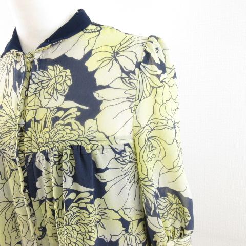 リンガ フランカ Lingua Franca シャツワンピース 七分袖 ミニ 花柄 黄 