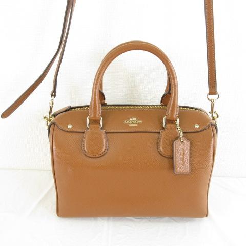 COACH コーチ ショルダーバッグ ハンド 2way レザー キャメル 茶 *T815 