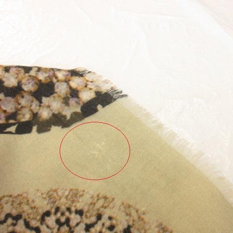 パズキ PAZUKI ウールストール フリンジ 総柄 茶 ベージュ *A918