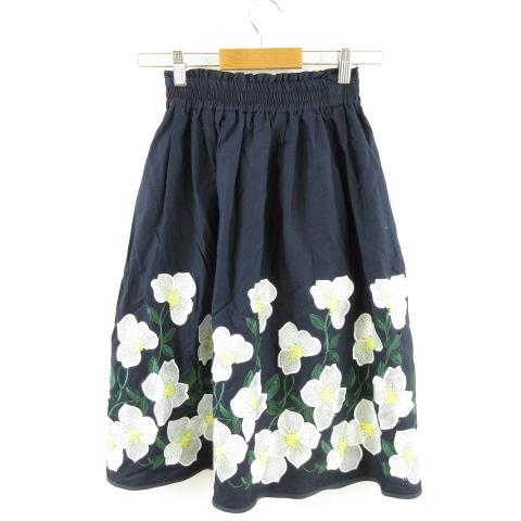 マーリエパーエフデ Maglie par ef-de ひざ丈スカート フレア 刺繍 花 