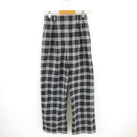 ジーユー GU チェックスラックス パンツ ロング 黒 白 M *A45