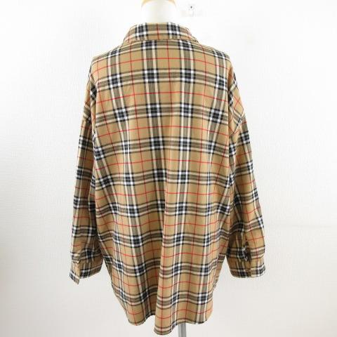 ワンウェイ one way チェックシャツ 長袖 ビッグシルエット 茶 黒 M 