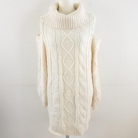 イング INGNI ケーブルニットワンピース オフタートル ミニ 長袖 肩  