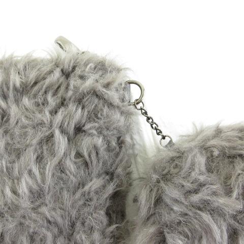 LLQ クラッチバッグ フェイクファー グレー *T48 レディース