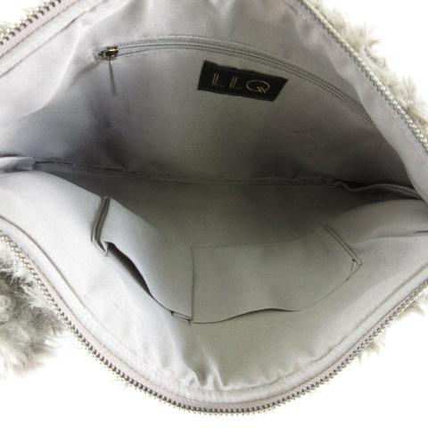 LLQ クラッチバッグ フェイクファー グレー *T48 レディース