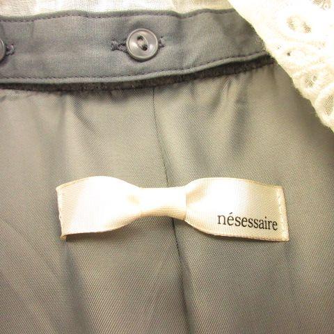 ネセセア nesessaire チェスターコート ロング 衿レース 長袖 グレー F  