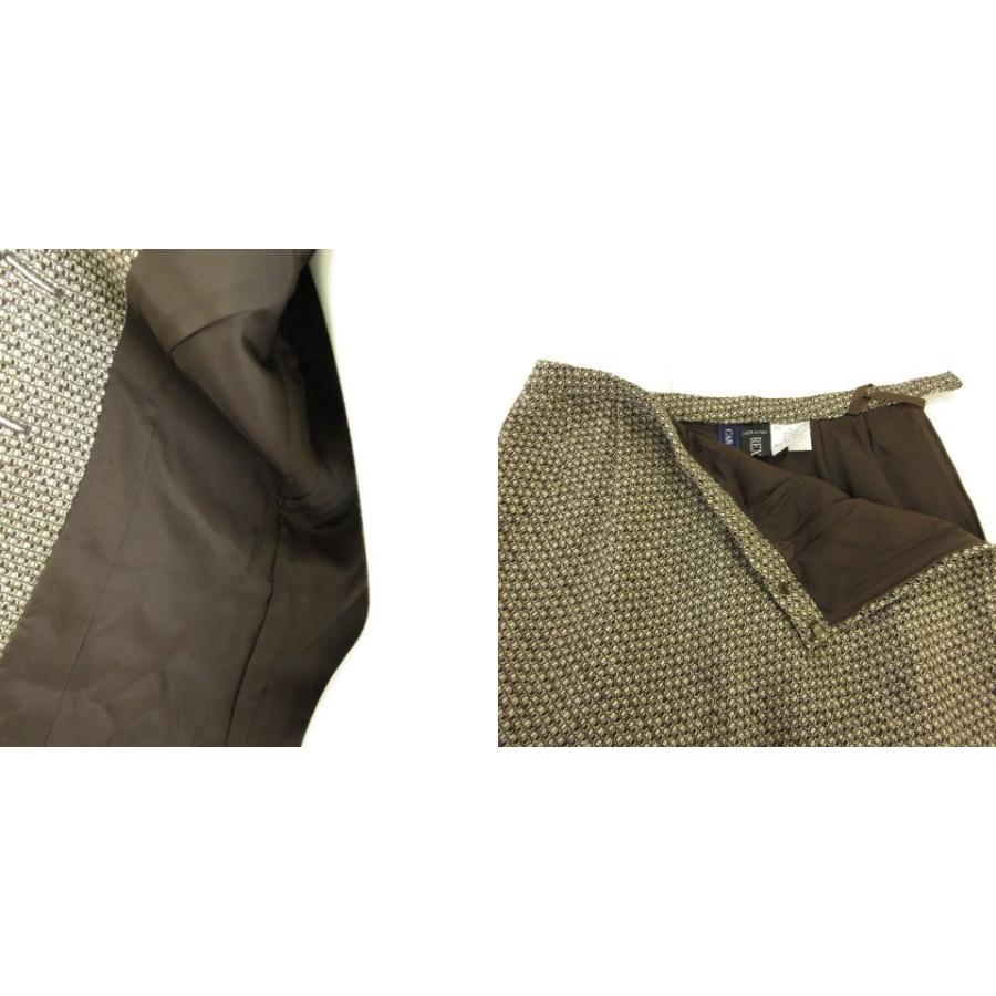 【中古】キャラオクルス CARA O CRUZ スーツ セットアップ ジャケット 長袖 ひざ丈スカート 総柄 茶 9 レディース キャラオクルス CARA O CRUZ スーツ セットアップ ジャケット 長袖