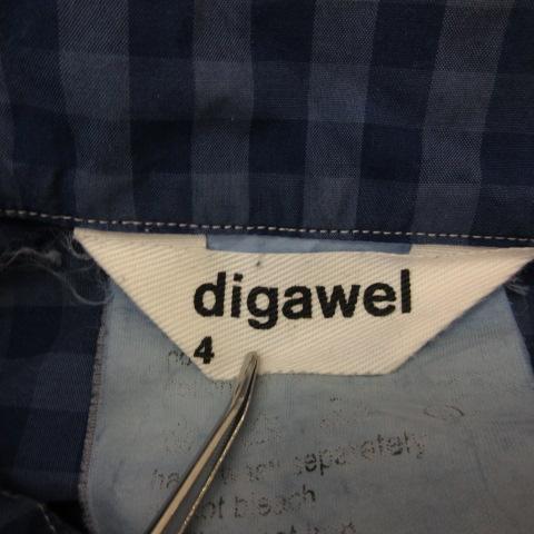 ディガウェル DIGAWEL シャツ 長袖 チェック 青 1 *T798 メンズ