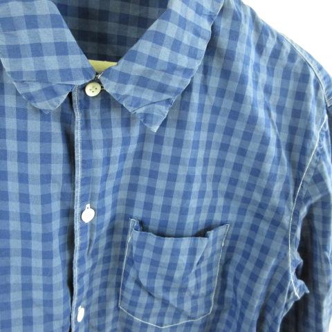 ディガウェル DIGAWEL シャツ 長袖 チェック 青 1 *T798 メンズ