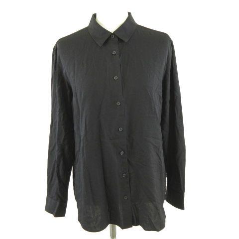 ユニクロ UNIQLO レーヨンブラウス シャツ 長袖 黒 M *A73