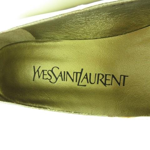 【中古】イヴサンローラン YVES SAINT LAURENT パンプス フラットシューズ スクエアトゥ ロゴ オフホワイト 白 35.5 Yves Saint Laurent（イヴ・サンローラン） パンプス フラットシューズ