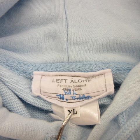 パーカー刺繍入り Left alone レフトアローン LEFT ALONE パーカー スウェット 長袖 刺繍 水色