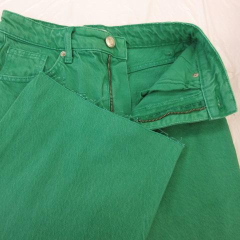 ZARA ザラ デニムパンツ ジーンズ ロング カットオフ 緑 34 *T602 