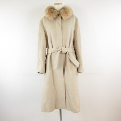 組曲 ロングコート Aライン アンゴラ混 フォックスファー ベルト