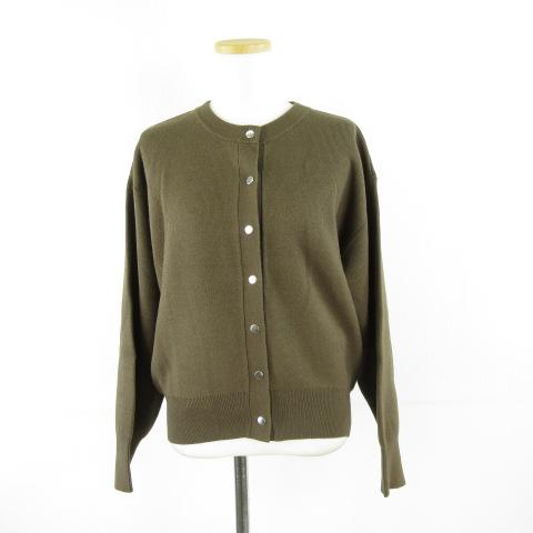 ジーユー GU メタルボタンクルーネックカーディガン 長袖 ダーク