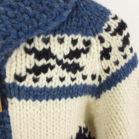 【中古】ベイフロー BAYFLOW グランテッド granted ニットカーディガン ジップアップ 長袖 青 オフホワイト メンズ ベイフロー BAYFLOW グランテッド granted ニットカーディガン ジップ