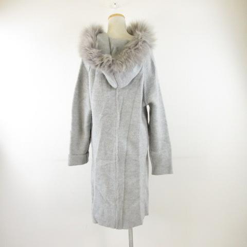 フェミシテ Femicite ニットフーディコート ロング 長袖 ファー グレー