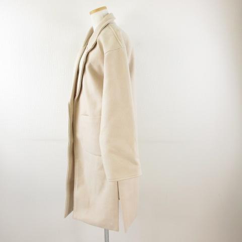 LAN SE ロングコート 長袖 中綿 ピンクベージュ S *T498 レディース