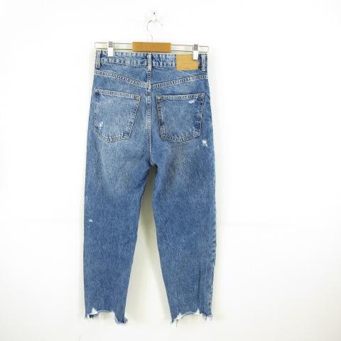 ベルシュカ Bershka デニムパンツ ジーンズ ロング ダメージ加工 青 38 