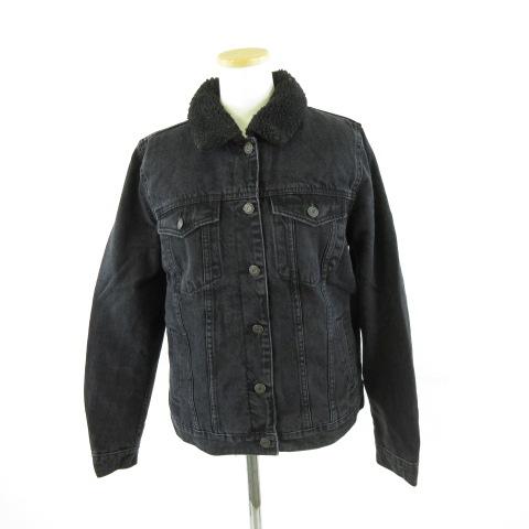 ベルシュカ Bershka デニムジャケット 裏ボア 長袖 黒 S *A802 