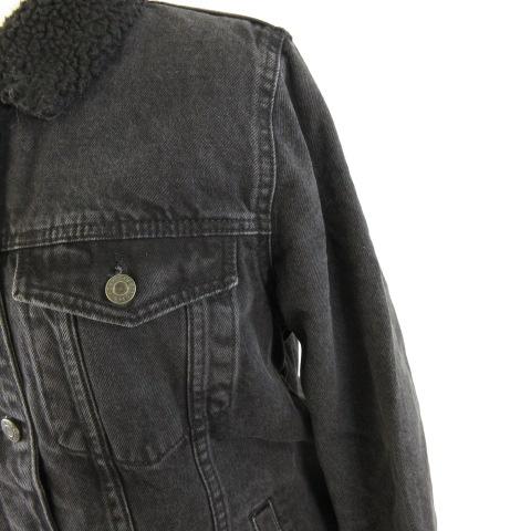 ベルシュカ Bershka デニムジャケット 裏ボア 長袖 黒 S *A802 