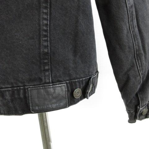 ベルシュカ Bershka デニムジャケット 裏ボア 長袖 黒 S *A802 