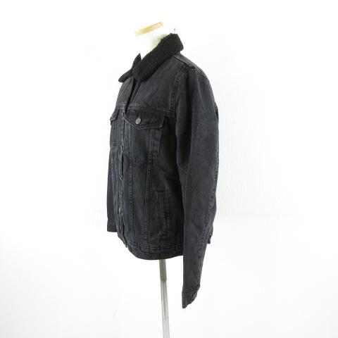 ベルシュカ Bershka デニムジャケット 裏ボア 長袖 黒 S *A802 