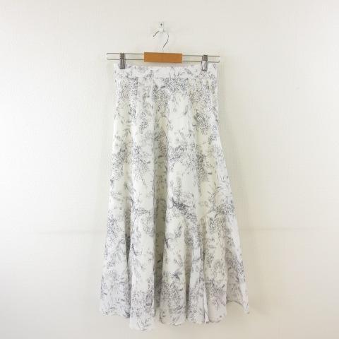 アンミール An MILLE スカート ロング フレア 花柄 白 *T851