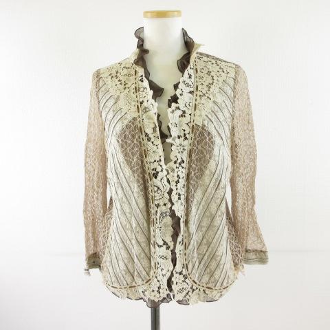 インポートロッサ ROSSA カーディガン 七分袖 レース ベージュ 茶 44  