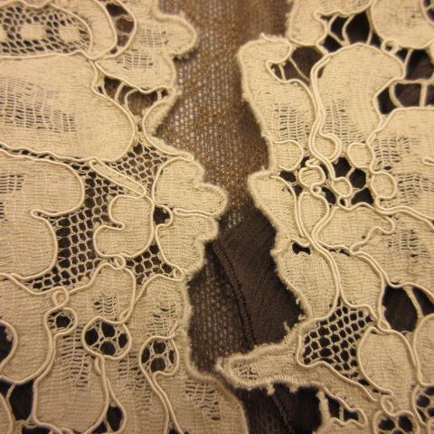 インポートロッサ ROSSA カーディガン 七分袖 レース ベージュ 茶 44  