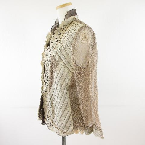 インポートロッサ ROSSA カーディガン 七分袖 レース ベージュ 茶 44  