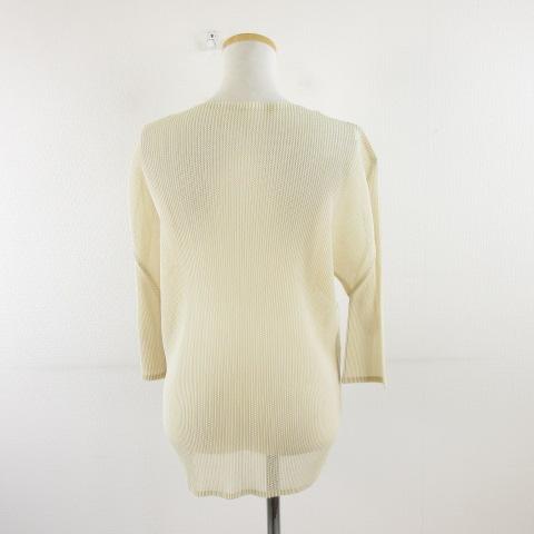 プリーツプリーズ PLEATS PLEASE イッセイミヤケ カーディガン 七分袖 ベージュ 3 *A757 レディースの画像