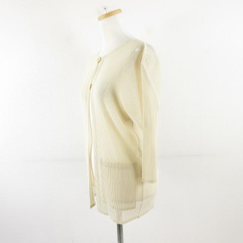 プリーツプリーズ PLEATS PLEASE イッセイミヤケ カーディガン 七分袖 ベージュ 3 *A757 レディースの画像