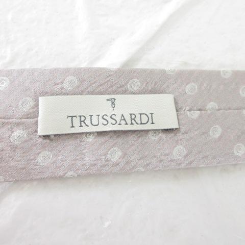トラサルディ TRUSSARDI ネクタイ 総柄 シルク 薄ピンク グレー 未使用品 トラサルディ TRUSSARDI ネクタイ 総柄 シルク 薄ピンク