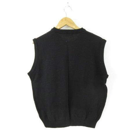 CLANDLAKE ゴルフウェア スポーツ ニットベスト チェック 黒 LL *A919