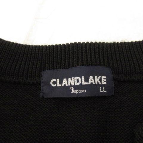 CLANDLAKE ゴルフウェア スポーツ ニットベスト チェック 黒 LL *A919