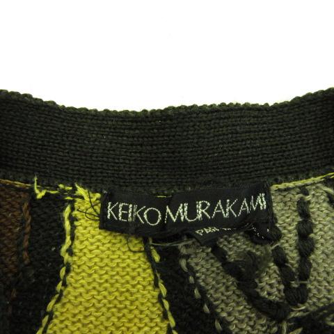 ハレルヤ KEIKO MURAKAMI ニットカーディガン 七分袖 ベージュ ハレルヤ KEIKO MURAKAMI ニットカーディガン 七分袖 総柄 ベージュ 茶