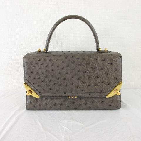 コンテス Comtesse ハンドバッグ オーストリッチ レザー グレー *T565 