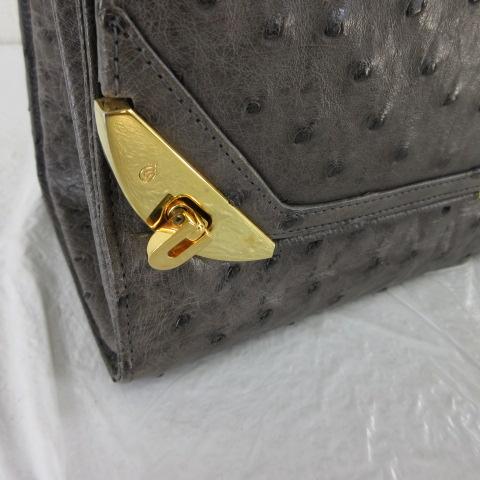コンテス Comtesse ハンドバッグ オーストリッチ レザー グレー *T565 