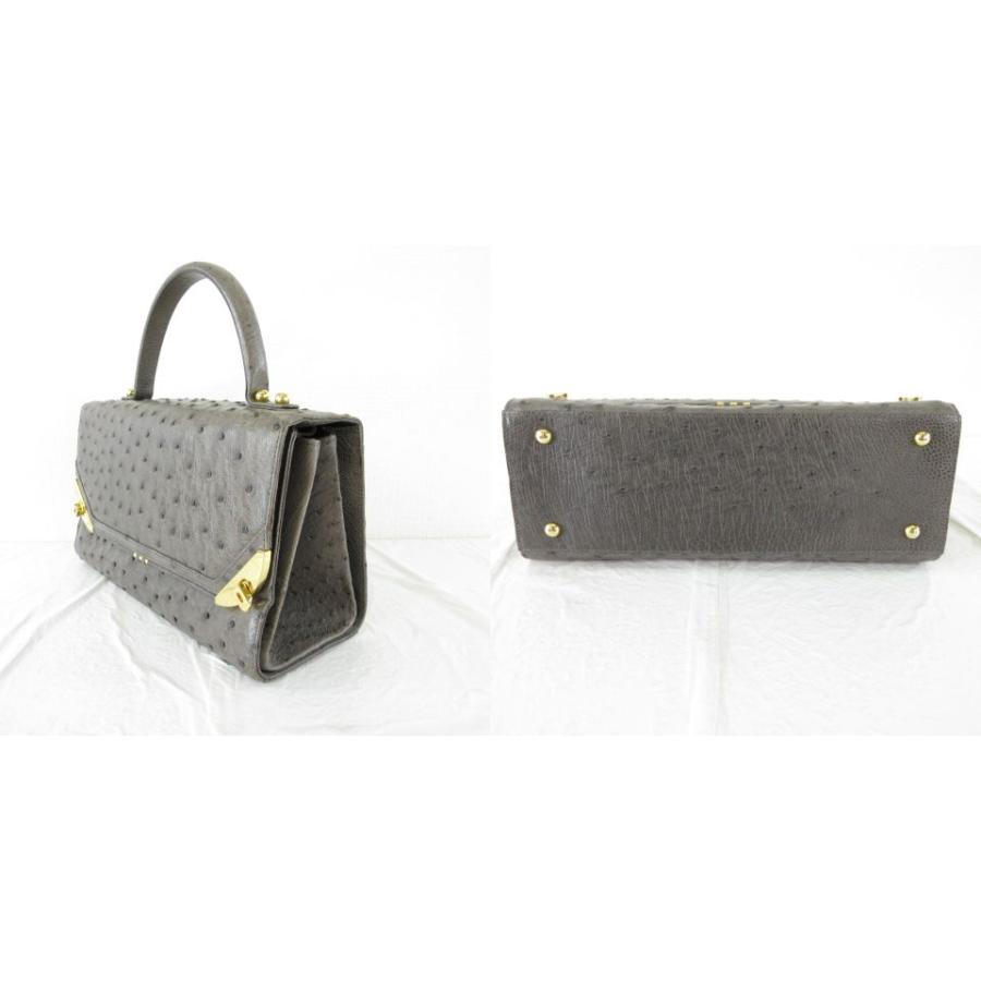 コンテス Comtesse ハンドバッグ オーストリッチ レザー グレー *T565 