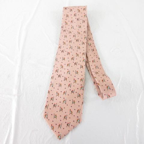 【中古】未使用品 ブルガリ BVLGARI ネクタイ 総柄 シルク ピンク *T587 ☆AA★ メンズ BVLGARI（ブルガリ） 未使用品 ネクタイ 総柄 シルク ピンク *T587