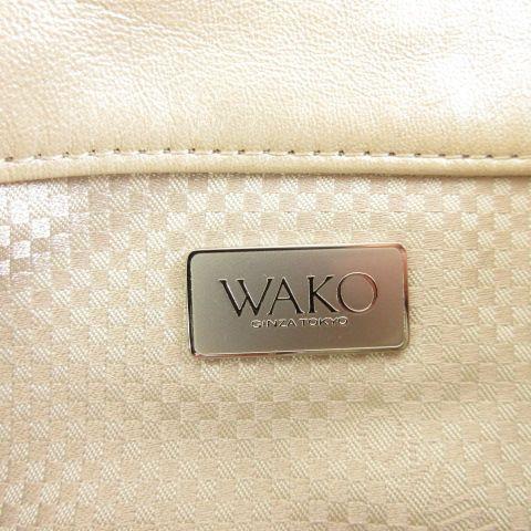 銀座和光 WAKO 編み込みレザーハンドバッグ ベージュ *A89 レディース 