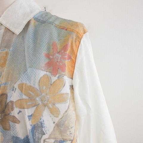 インポートロッサ Rossa シャツ ブラウス 七分袖 総柄 白 42 *A193