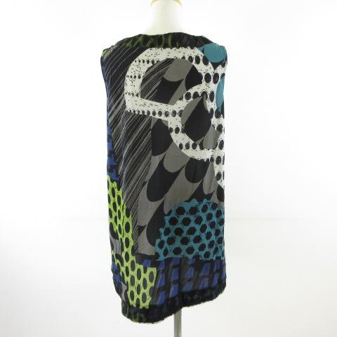 【中古】TOKUKO ler vol チュニック ノースリーブ 総柄 黒 9 *T450 レディース TOKUKO ler vol チュニック ノースリーブ 総柄 黒 9 *T450 レディース