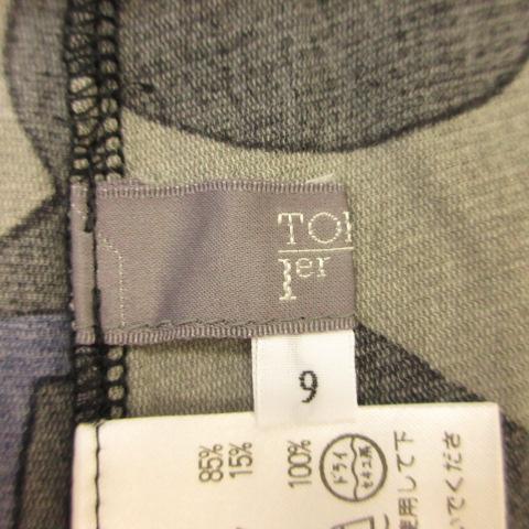 【中古】TOKUKO ler vol チュニック ノースリーブ 総柄 黒 9 *T450 レディース TOKUKO ler vol チュニック ノースリーブ 総柄 黒 9 *T450 レディース