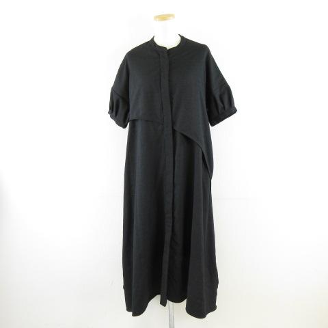 黒の七分袖ワンピース SMILE ORCHID ワンピース 七分袖ロング丈シンプルフレア