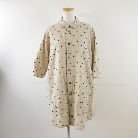 パルティクラール Particular シャツ チュニック 七分袖 ドット リネン 