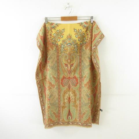 ETRO（エトロ） 大判ストール スカーフ ペイズリー柄 茶 緑 *A709