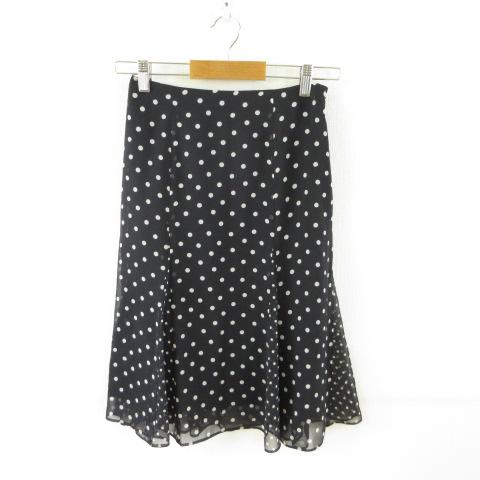 アナイ ANAYI スカート フレア ひざ丈 ドット 黒 36 *T949 レディース